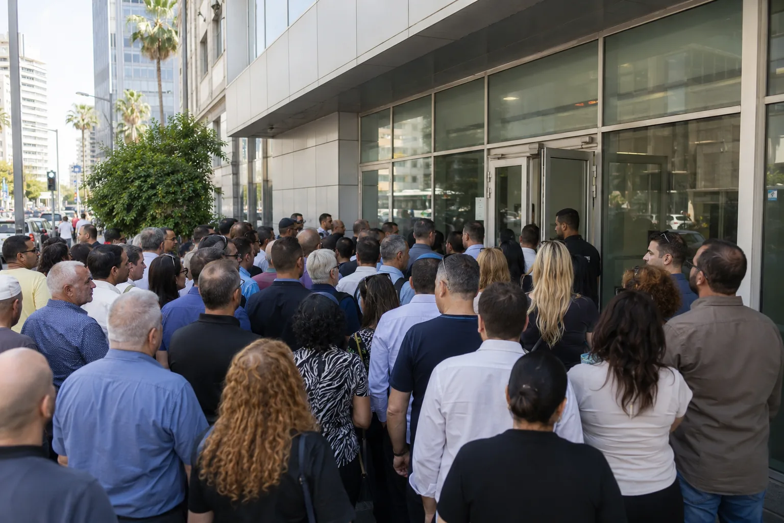 תור ארוך של ישראלים מחוץ למשרד האוצר לבדיקת זכאות ברפורמת הביטוח