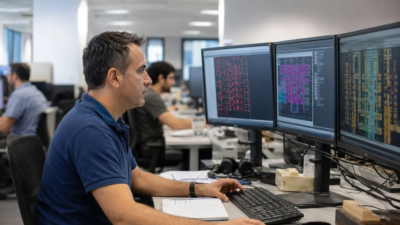 מהנדס ישראלי עובד על פיתוח שבב במרכז הפיתוח של מארוול בפתח תקווה